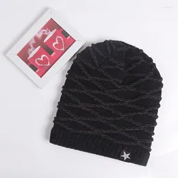 Berets 2023 Winter Beanie Hats Warm Knit Hat Warmer Thick Fleece Lined Knitted For Men Women Solid Color Simple Woolen Drop