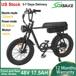 Bici elettrica 48V 1000W 20 pollici Fat Ebike 12.5AH 17.5AH Batteria al litio Motore del mozzo Bicicletta elettrica Bici per adulti 4.0 Fat Tire ebike