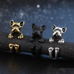 Band Rings Fashion Adjustable Puppy Dog Pet Ring Animal Vintage Wrap Drop Delivery Jewelry Dhxqo