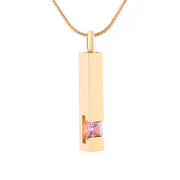 Pendant Necklaces CMJ9726 Golden Cube Multicolor High Grade Keepsake Birthstone Necklace Stainless Steel Memorial Cremation Jewelry