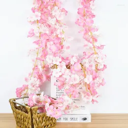 Декоративные цветы 72 дюйм вишневой цветок цветочный струн гирлянда стена ротанная лоза Свадьба домашняя вечеринка сад украшение сакура висячи