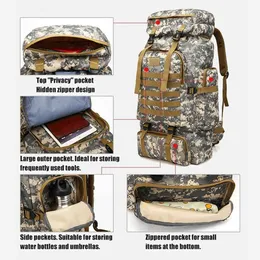 Pakiety plecakowe 80L duży kieszonkowy plecak Molle Oxford System Dmultifunkcja Wodoodporna tkanina wielofunkcyjna wojskowa torba do przechowywania P230511