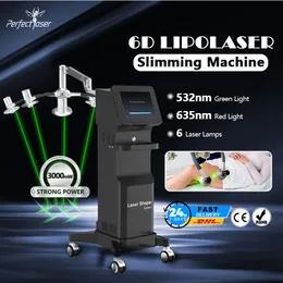 6D Lipolaser Machine Moldando a redução de gordura Equipamento de beleza Diodo Diodo Lipo Laser Dispositivo de slimming 532 635nm Verde luz verde