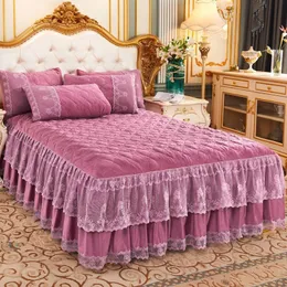 Saia de cama 3pcs lenço de cama de renda de renda com tudo incluído com colchão de colchão com todos os colchões de colchão de colchão de travesseiros em casa conjunto de cama de cama 230510