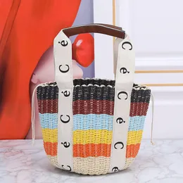 Colour Straw Bag Beach Bags Designer Tote Bags Lafite Grass Basket Bag Crochet Handbags Women Large Capacity Fashion Bag Summer Vacation Detachable Cotton Pocket