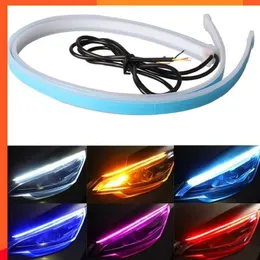 New 2piece Car led DRL Daytime Running Light Strip Waterproof 30cm 45cm 60cm Flexible Soft Tube Guide Headlight LED Strip Lights