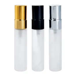 Sprey şişesi boş beyaz don cam alüminyum pompa taşınabilir kozmetik ambalaj parfüm doldurulabilir küçük numune atomizer şişeleri 5ml 10ml