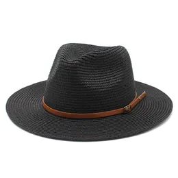 Spring and summer sun protection outdoor shade Panama hat white flat brim vintage jazz top hat men's and women's straw hats