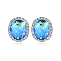 Stud New Oval Blue Zircon Earrings For Women Lady Design Austrian Crystal Cz Earring High Quality Jewelry Gifts Drop Delivery Dhgarden Dh0Ke