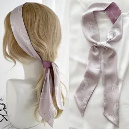 Berretti NAJENHOM Sciarpa per legare i capelli Moda Sottile e stretto nastro lungo Stampa a doppio strato Hijab per donna Bandana Fascia per donna