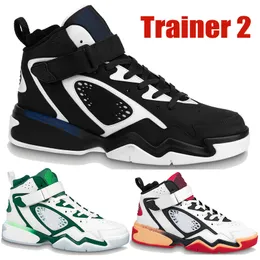 2023 Luxurys Designer Shoes Treinador 2 Bota de tênis Branca Black Ink Green Red Mens Casual Sneakers Fashion Outdoor Shoe Genuine Leather Men Sports Trainers