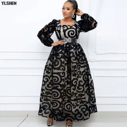 Vêtements ethniques S5XL Longue Robe De Noël Robes Africaines pour Femmes Dashiki Élégant Parti Maille Robe Femm Vêtements Plus La Taille Afrique 230510