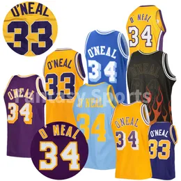 남자 아이들 32 Shaq Basketball Jersey Vintage 34 Shaquille Oneal 33 LSU Tigers College Yellow Purple Stitched Youth Shirts'nba ''