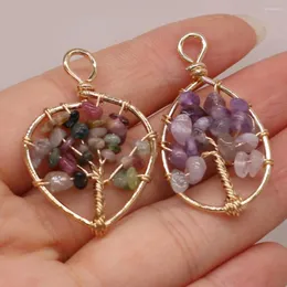 Pendant Necklaces Natural Stone Tree Of Life Amethyst Tourmaline Crystal Charms For Women Jewelry Making DIY Crafts Necklace Accessories