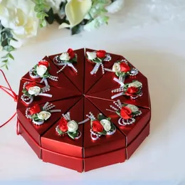 Present Wrap Delicate Blue/Red Triangle Wedding Candy Boxes Creative Cake Shaped Chocolate Packaging Box Supplies