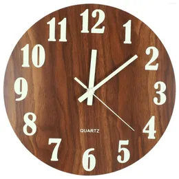Zestawy naprawcze 12 -calowa nocna funkcja światła drewniana zegar ścienny vintage rustykalny wiejski styl toskański dla biura kuchennego