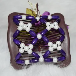 Hair Clips Dark Purple Pearl Flower Beads Burgundy Comb 20pcs/lot Professional Work Lady Accessory