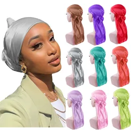 Fashion Silky Durags Turban Hat Unisex Silk Durag Headwear Bandans Headband Hair Accessories Breathable Bandana Hat Pirate Hat