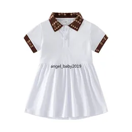 Baby Girl Designers Clothes Dress Shirts Cotton Kids Tops Summer Dresses Turn-down Collar Short Sleeve Princess Dress 1-6 Y