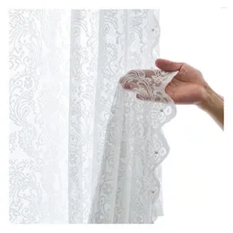 Curtain Lace Easy To Install Punch Free Solid Color 200x140cm French Style Bedroom Window Gauze Home Decor