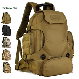 Mochilas Pacote de Mochila Campo de Campo de Viagem ao Ar Livre Caminhada 40L Mochila + Cintura Bolsa Militar Bolsa Tática Prova Dmilitar