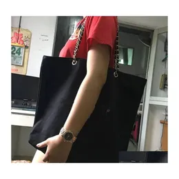 Storage Bags Style White Logo Shop Canvas Chain Bag Luxury Pattern Travel Women Wash Cosmetic Makeup Case Drop Delivery Home Garden Dhhjk