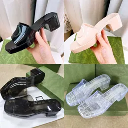 2023 Women Sandals High Heels Slipper Rubber Platform Slide Summer Classics Condry Colors Outdoor пляжные шлепанцы с коробкой №267