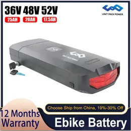 ebike 배터리 36V 25V 25AH 48V 20AH 52V 17.5AH 18650 셀 리튬 팩 전기 자전거 48V 배터리 20A 30A BMS 800W1000W