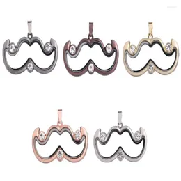 Pendant Necklaces 10PCS Mustache Corner Rhinestone Floating Locket Alloy Charms Jewelry Making Necklace Keychain For Women Men