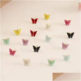 Stud New Fashion Women Butterfly Animal Sweet Colorf Acryl oświadczenie dziewczęta impreza biżuteria upuszcza dostawa dhndj