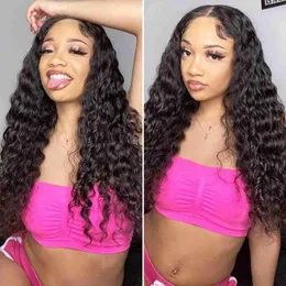 Hair Wigs Hd Transparent Deep Wave Lace Front Human 4x4 Closure 13x4 Brazilian Water Curly Wig for Women 230510