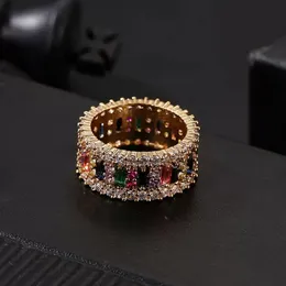 Золотое обручальное кольцо для женщин и мужчин 6-9 позолоченных радужных любовных колец с микропрокладкой 7 цветов Цветочные украшения Подарок для пары Хорошее качество