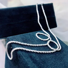 Łańcuchy 925 srebrne srebrne lśniące 18 -karatowe białe złote naszyjnik dla kobiet imprezowy prezenty biżuterii