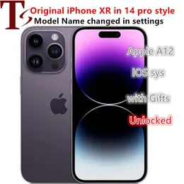 Apple iphone XR genuíno no iphone 14 telefone estilo pro 4G LTE desbloqueado vindo com caixa 14pro selada 3G RAM 256GB ROM smartphone OLED com bateria 100% de vida