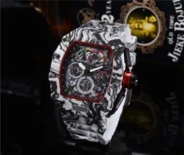 Luxury watch Top digital version skeleton dial full fiber pattern case Japanese sapphire high-quality watch rubber designer sports watch