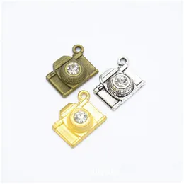 Charms 120 Pcs/Lot Antique Sier Bronze Gold Alloy Metal Camera Pendant 21X16Mm Fit Diy Craft Drop Delivery Jewelry Findings Component Dh5X6