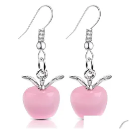 Charm New Sweet Pink Opal Stone Apple Shape Statement Earrings For Women Girl Lovely Sweet Fashion Stud Earings Jewelry Lover Dhgarden DHX69