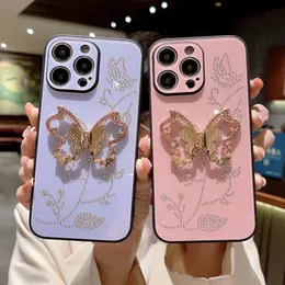 Fashion Cute Metal Butterfly Wspornik Telefon dla iPhone'a 15 14 13 12 11 Pro Max 14pro Piękny szokujący odporny na funta stojak na stojak na okładkę uchwytu