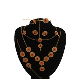 Necklace Earrings Set 2023 Vintage Ethionpian Chapado En Oro Trendy Jewelry Six Piece Accessories For Women