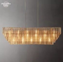 Sirene Clear Glass Rectangular Chandeliers Modern Retro LED Pendant Lights For Matsal vardagsrum sovrum hängande lampor lyster