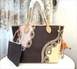 5A Designer Bag Tote Bag Leather Handväskor L Designer Women Luxury Classic Flower Checked Shoulder Outdoor Shopping Påsar 2st