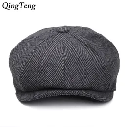 Boinas plus size y Blinders Men Hat Hat Autumn Vintage Herringbone Cap Cap feminino Casual Pumpkin Gatsby Flat boina 230509