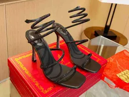 RealFine888 Sandaler 5A RC Renecavila Elegant 9,5 cm Cleo High Heel Sandal Slippers Fashion Shoes For Women Storlek 35-42