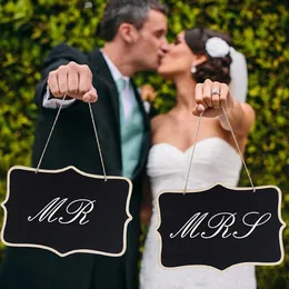 Rustic Wooden Blackboard Sign Message Board for Wedding Mr Mrs Photobooth Birthday DIY Party Home Decoration