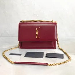Lady Yslity Messenger Bags 10a Womens Pochette Leather Purse Designer Bolsa Sunset Bolsa de Luxúria bolsa de embreagem Flha Flap Chain Crossbody ombro Bolsa de câmera preta
