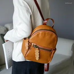 Okul çantaları moda tasarımcısı lüks orijinal deri bayanlar sevimli küçük sırt çantası rahat hafta sonu doğal gerçek inek derisi kadın kitap çantası
