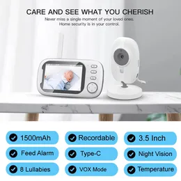 Monitor de bebê de vídeo de 3,5 polegadas com proteção de câmera Proteção sem fio Smart Cam Temperatura de Babyphone eletrônica Cry Beabies Feeding