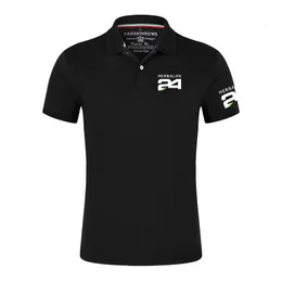 メンズポロスサマー24ポロシャツ快適な短袖Tシャツ男性コットンカジュアルスポーツデカールデザインTシャツ230510