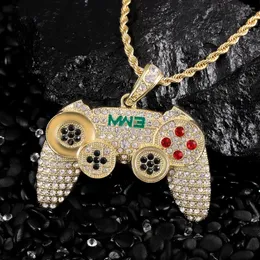 Correntes Hold Iced Out Controler Game Controller Colar pingente para homens homens coloris de ouro de cor de cristal de cristal colares de jóias de jóias