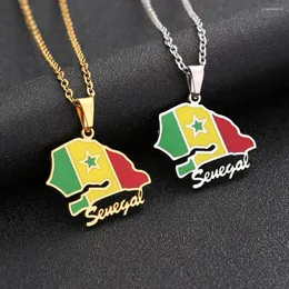 Pendant Necklaces Amazon Selling Stainless Steel Senegal Map Necklace Men's And Women's National Style Couple's Fashion Jewelry